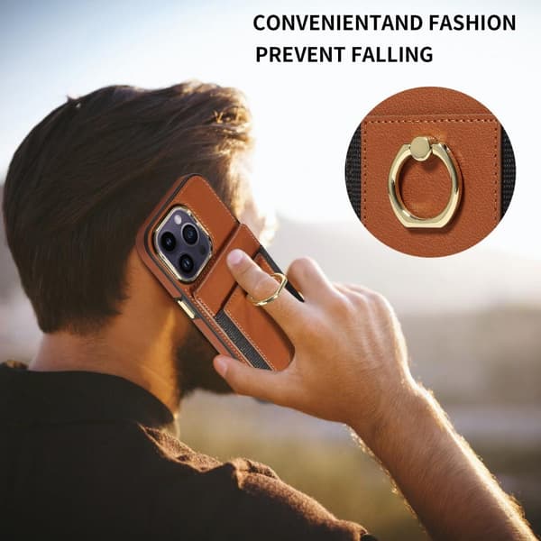 SKALO iPhone 15 Pro PU-læder Cover med Pung - Sort