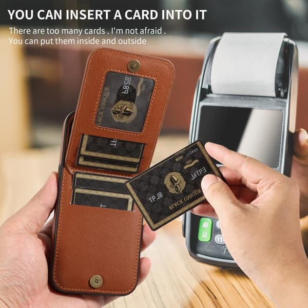 SKALO iPhone 15 Pro PU-læder Cover med Pung - Sort
