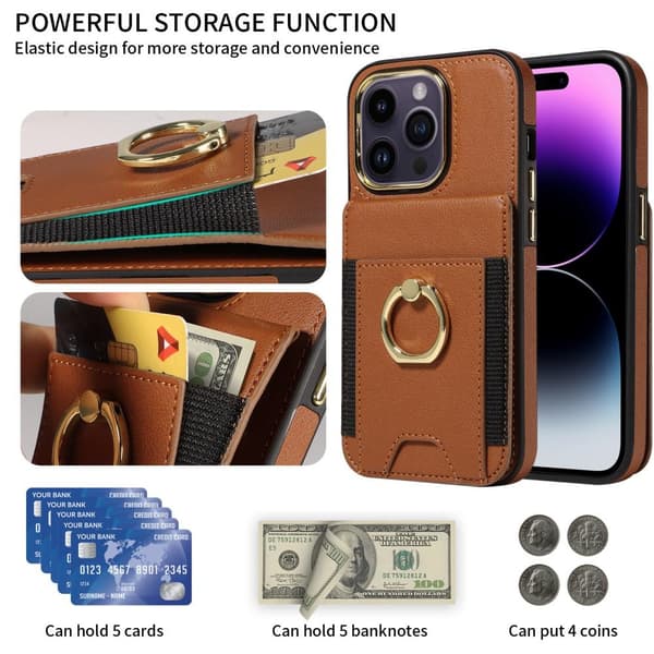 SKALO iPhone 15 Pro PU-læder Cover med Pung - Sort