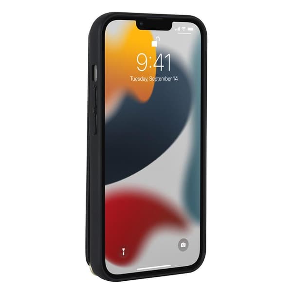 SKALO iPhone 15 Pro PU-nahkainen Suojakuori Lompakolla - Musta