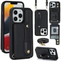 Pikkukuva 1 / 11: SKALO iPhone 15 Pro PU-nahkainen Suojakuori Lompakolla - Musta