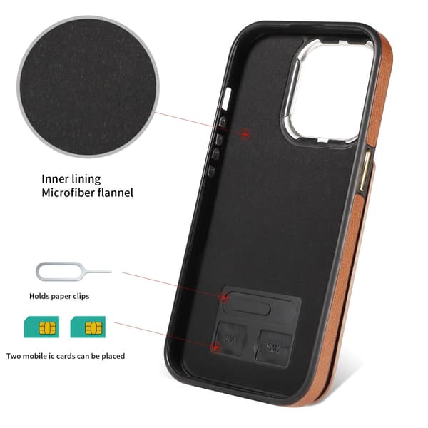 SKALO iPhone 15 Pro PU Läder Skal med Plånbok - Brun