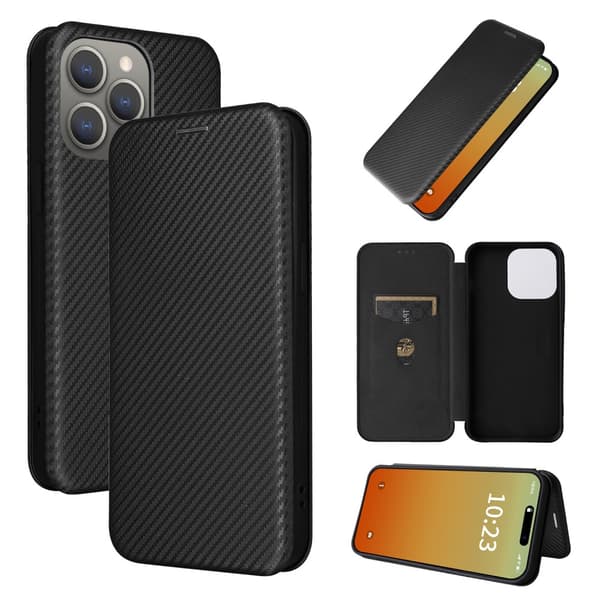 SKALO iPhone 15 Pro Carbon Fiber Pungetui - Sort