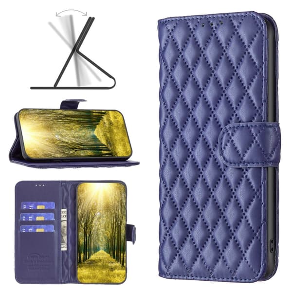 SKALO iPhone 15 Pro BINFEN COLOR Quiltet Pung - Blå