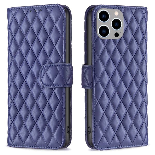 SKALO iPhone 15 Pro BINFEN COLOR Quiltet Pung - Blå