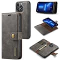 Pikkukuva 1 / 11: DG MING iPhone 15 Pro 2-in-1 magneetti lompakkokotelo - Harmaa