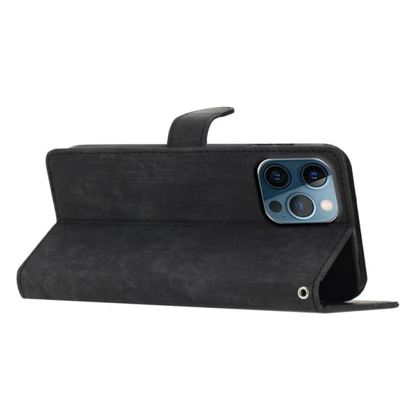 SKALO iPhone 15 Pro Max Flip Cover m. pung i PU-læder - Sort
