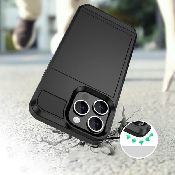 SKALO iPhone 15 Pro Max Armor Skal Korthållare - Svart