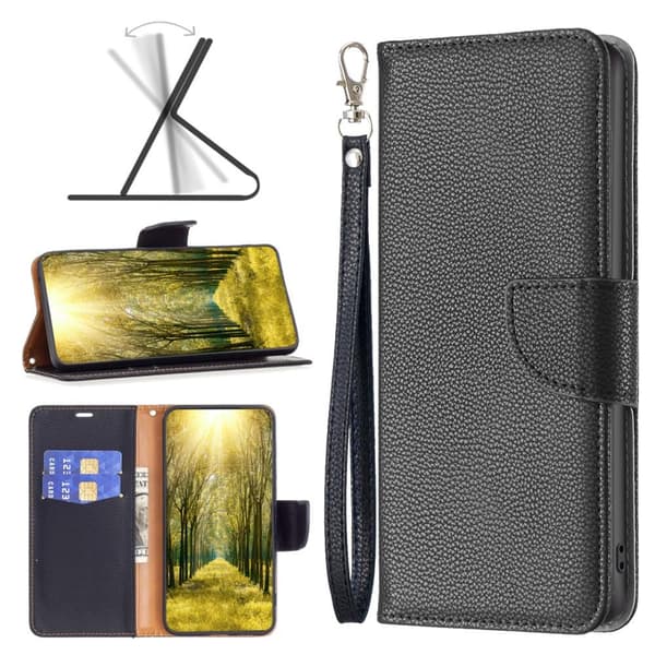 SKALO iPhone 15 Pro Max Litchi Flip Cover - Sort