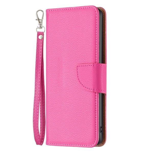 SKALO iPhone 15 Pro Max Litchi Plånboksfodral - Rosa