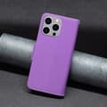 Pikkukuva 5 / 8: SKALO iPhone 15 Pro Max Litchi Lompakkokotelo - Violetti