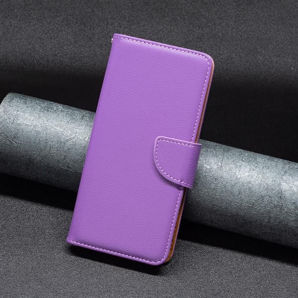 SKALO iPhone 15 Pro Max Litchi Lompakkokotelo - Violetti