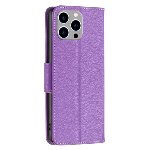 SKALO iPhone 15 Pro Max Litchi Lompakkokotelo - Violetti