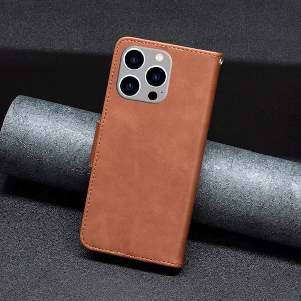 SKALO iPhone 15 Pro Max Plånboksfodral i PU-Läder - Brun