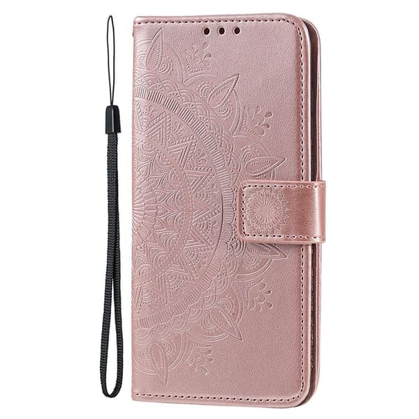 SKALO iPhone 15 Pro Mandala lompakkokotelo - Ruusukulta