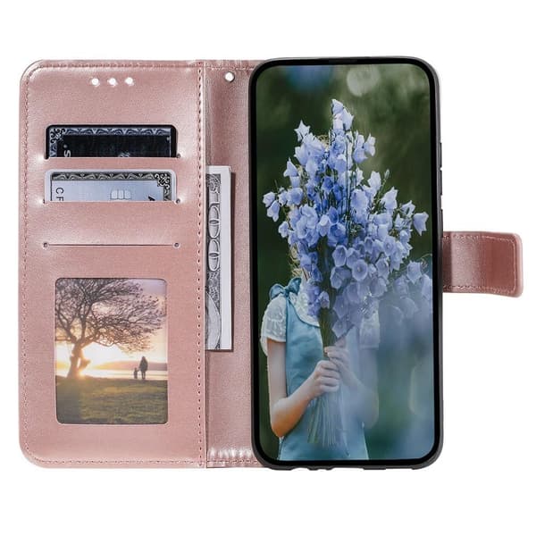 SKALO iPhone 15 Pro Mandala lompakkokotelo - Ruusukulta