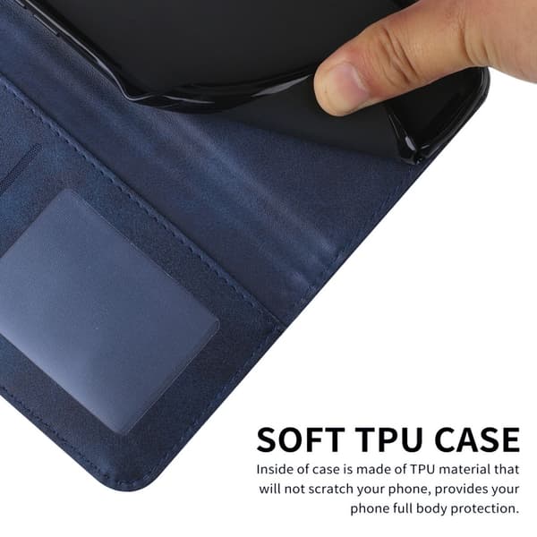 SKALO iPhone 15 Pro Embossed Triangle Lompakkokotelo - Sininen