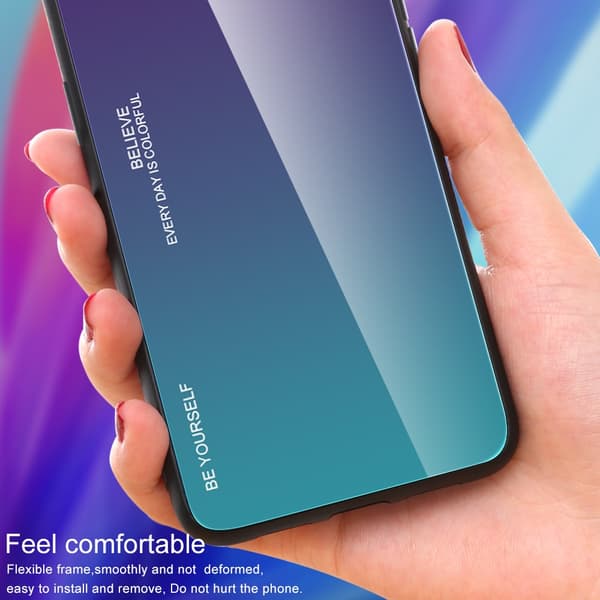 SKALO iPhone 15 Plus Gradient Hærdet glas TPU Cover - Blå