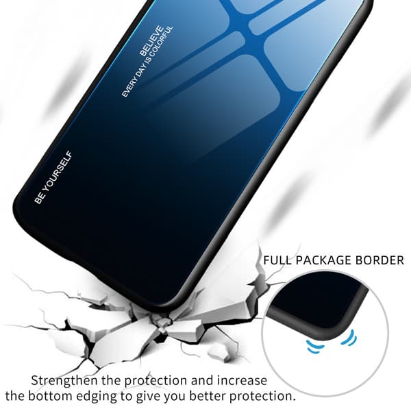 SKALO iPhone 15 Plus Gradient Hærdet glas TPU Cover - Blå