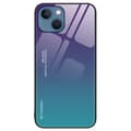 Pikkukuva 1 / 5: SKALO iPhone 15 Plus Gradientti karkaistu lasi TPU-suojakuori - Violetti-Sininen