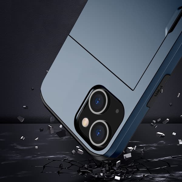 SKALO iPhone 15 Plus Armor Skal Korthållare - Blå