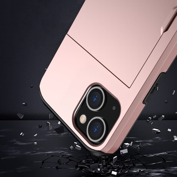 SKALO iPhone 15 Plus Armor Cover kortholder - Rosa guld