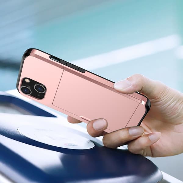 SKALO iPhone 15 Plus Armor Cover kortholder - Rosa guld