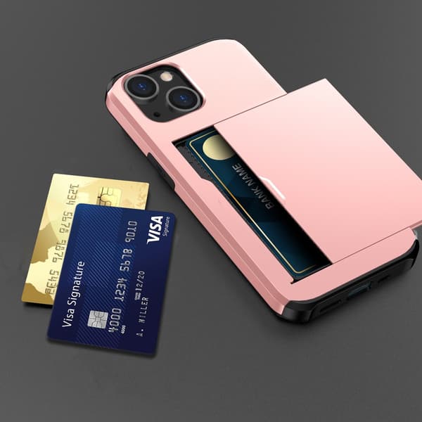 SKALO iPhone 15 Plus Armor Cover kortholder - Rosa guld
