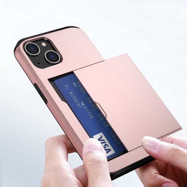 SKALO iPhone 15 Plus Armor Cover kortholder - Rosa guld