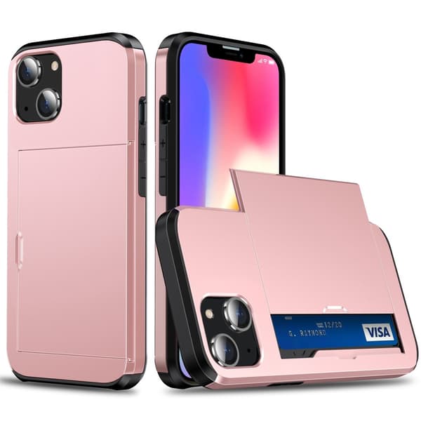 SKALO iPhone 15 Plus Armor Cover kortholder - Rosa guld