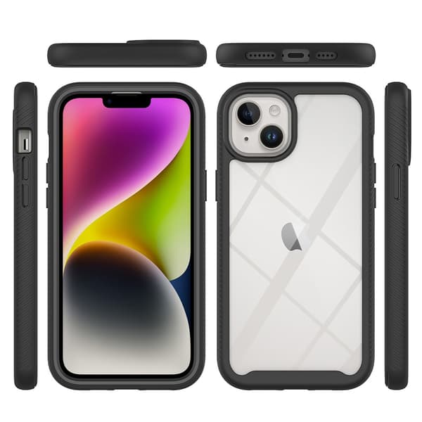 SKALO iPhone 15 Plus Stødsikker Clear Hybrid Cover - Sort