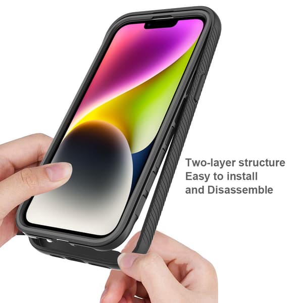 SKALO iPhone 15 Plus Stødsikker Clear Hybrid Cover - Sort