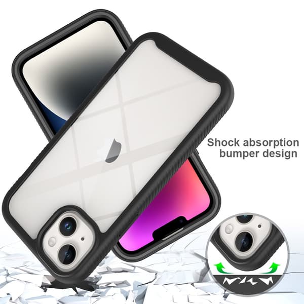 SKALO iPhone 15 Plus Stødsikker Clear Hybrid Cover - Sort
