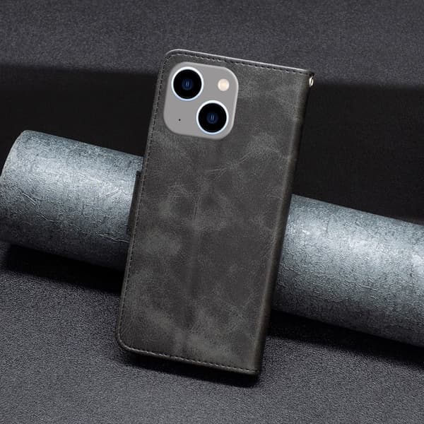 SKALO iPhone 15 Plus Flip Cover m. pung i PU-læder - Sort