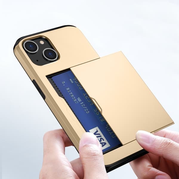 SKALO iPhone 15 Plus Armor Suojakuori korttikotelo - Kulta