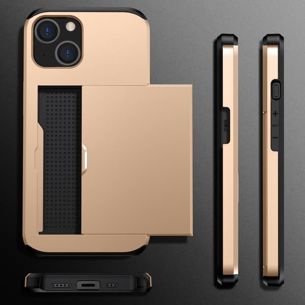 SKALO iPhone 15 Plus Armor Suojakuori korttikotelo - Kulta