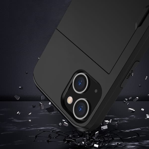 SKALO iPhone 15 Plus Armor Suojakuori korttikotelo - Musta