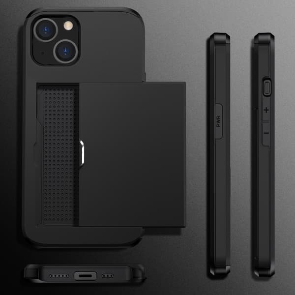 SKALO iPhone 15 Plus Armor Suojakuori korttikotelo - Musta