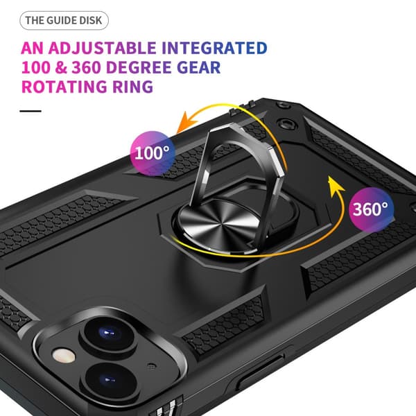 SKALO iPhone 15 Plus Armor Hybrid Metallring skal - Svart