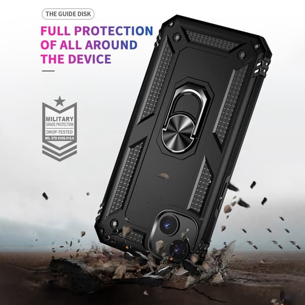 SKALO iPhone 15 Plus Armor Hybrid Metallring skal - Svart