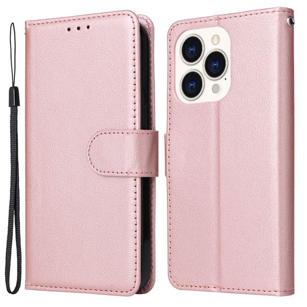SKALO iPhone 15 Plus Lompakkokotelo PU-nahkaa - Ruusukulta