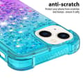 Miniatyrbillede 4 af 7: SKALO iPhone 15 Plus Kvicksand Glitter Hjerter TPU Cover - Turkis-Lilla
