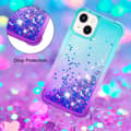 Miniatyrbillede 5 af 7: SKALO iPhone 15 Plus Kvicksand Glitter Hjerter TPU Cover - Turkis-Lilla