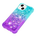 Miniatyrbillede 6 af 7: SKALO iPhone 15 Plus Kvicksand Glitter Hjerter TPU Cover - Turkis-Lilla