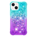 Miniatyrbillede 2 af 7: SKALO iPhone 15 Plus Kvicksand Glitter Hjerter TPU Cover - Turkis-Lilla