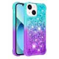 Miniatyrbillede 1 af 7: SKALO iPhone 15 Plus Kvicksand Glitter Hjerter TPU Cover - Turkis-Lilla