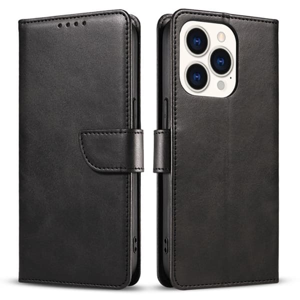 SKALO iPhone 15 Plus Premium Wallet Flip Cover - Sort