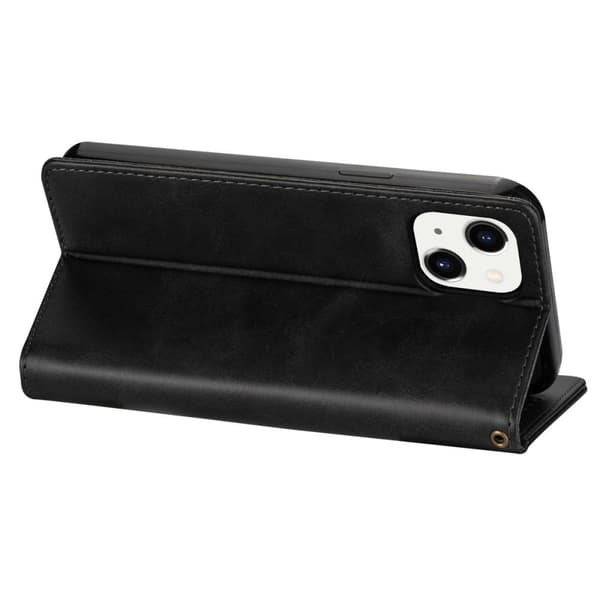 SKALO iPhone 15 Plus Flip Cover m. pung i PU-læder med lynlås - Sort