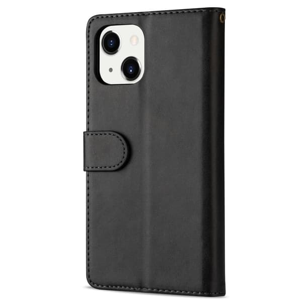 SKALO iPhone 15 Plus Flip Cover m. pung i PU-læder med lynlås - Sort