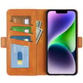Miniatyrbillede 2 af 7: SKALO iPhone 15 Plus Premium Wallet Flip Cover - Lys brun